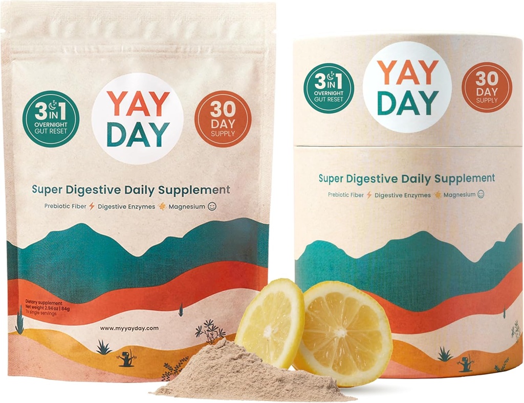 Prebavne Encimi Prebiotične Fiber Supplement Powder Bundle - Daily Gut Zdravje + Magnezij Prašek za globoko spanje, Rednost, Napenjanje in zaprtje Relief - Citrus (37 Serving)