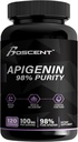 Apigenin dodatek 100mg iz izvlečka kamilice 120 Count - 98% čistost- Apigenin dopolnilo za spanje, Mood, Kognition, Prostata zdravje - Odlična pomoč za spanje, Non-GMO, No Fillers - 4-mesečni dovod