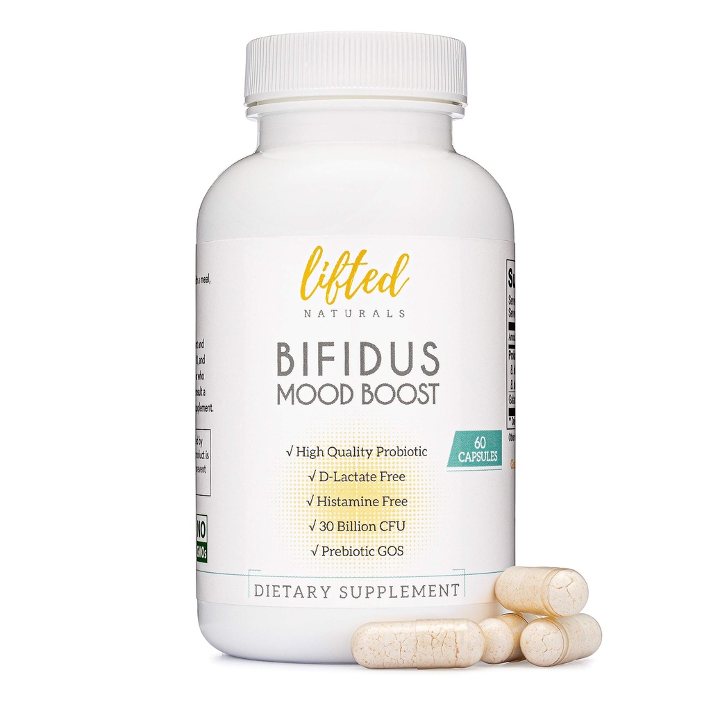 Probiotiki 30 milijard CFU - Bifidus Mood podpora dodatek w/prebiotiki in probiotiki za ženske in moške - Mood & Digestion Podpora- Histamin brezplačno - Naravni Mood Boost - 60 dni dobave, Non-GMO