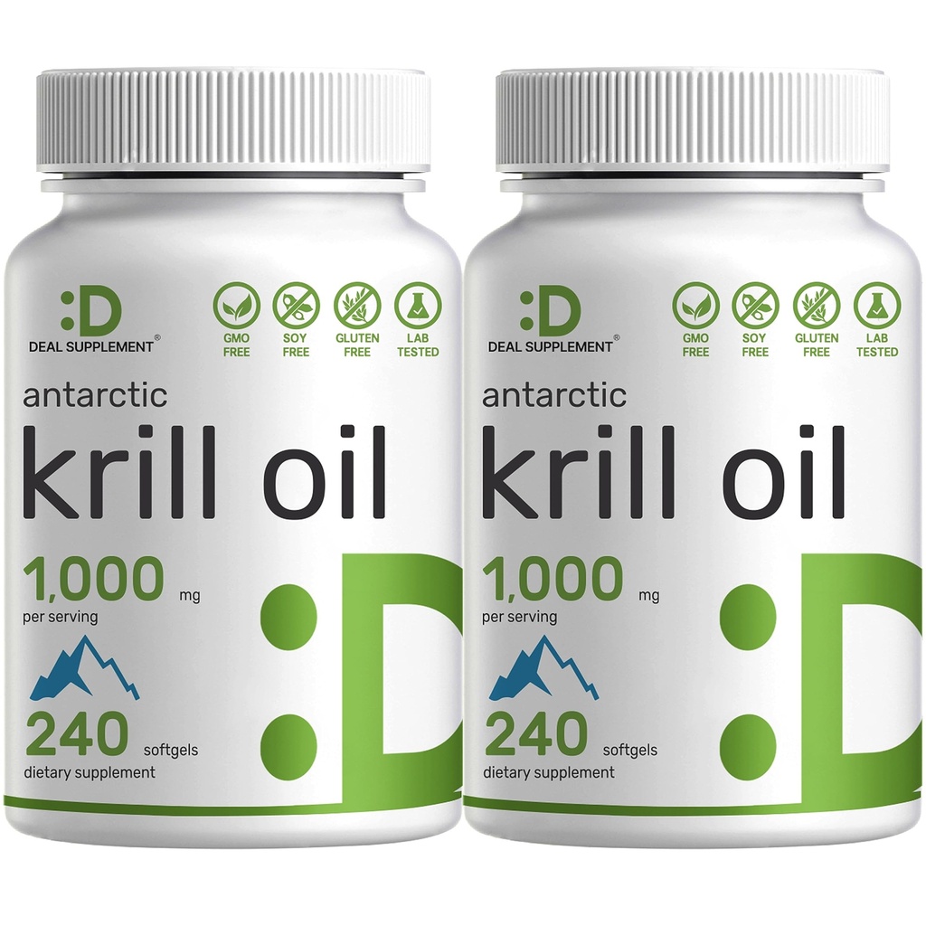 DEAL DOPOLNILO 2 Pack Antarktika Kril olje, 1.000mg na serviranje, 480 Mehkužci – Merkur prost, Brez ribjega okusa – Bogat z Omega-3s, EPA, DHA, Astaksantin, & Fosfolipids – Non-GMO, No Gluten