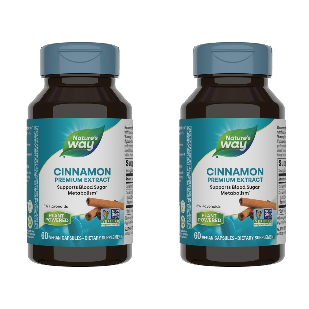 Izvleček Cinnamon Premium poti narave standardiziran na 8% Flavonoidov 60 Vcaps (paket z 2)