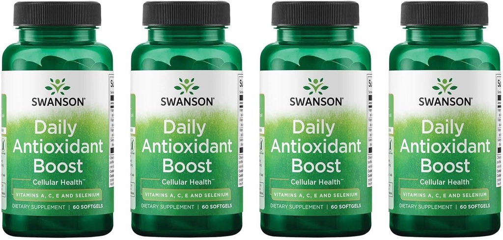 Swanson Vitamini dnevno Antioksidant Boost - spodbuja celično zdravje in imunske podpore - Podpira naravno defenzivo - (60 Softgels) 4 Pack