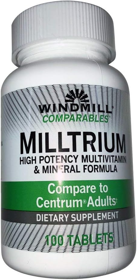 Mlin Primerjava Milltrium High Potency Multivitamin in mineralne tablete 100 Ea (paket z 2)