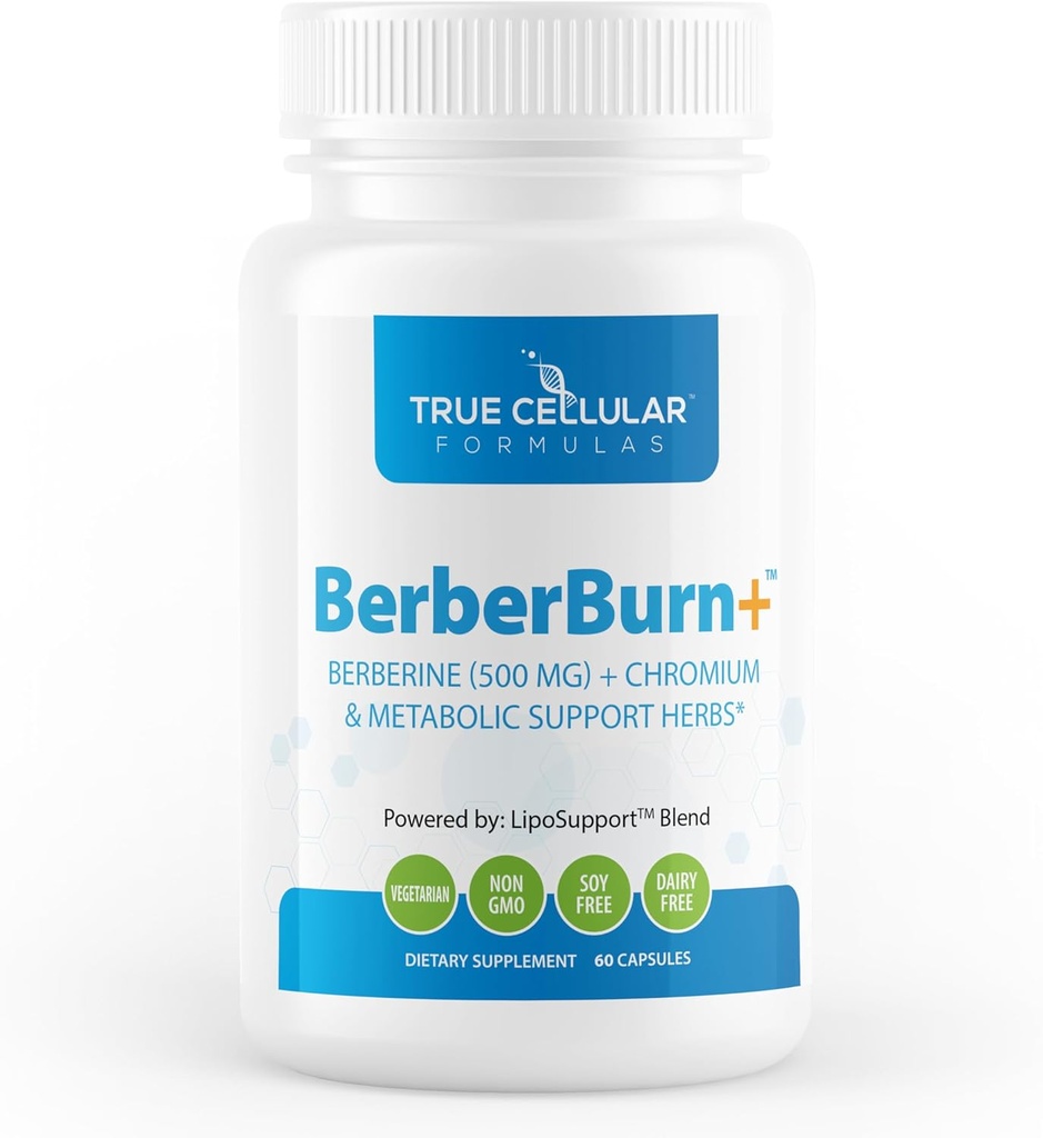BerberBurn+: Berberine Supplement, Magnezij & Krom kapsule za dnevno Wellness & Energy, povečanje vitalnosti in ohranjanje ravnotežja, Essential Nutrients for Health, 60 Count