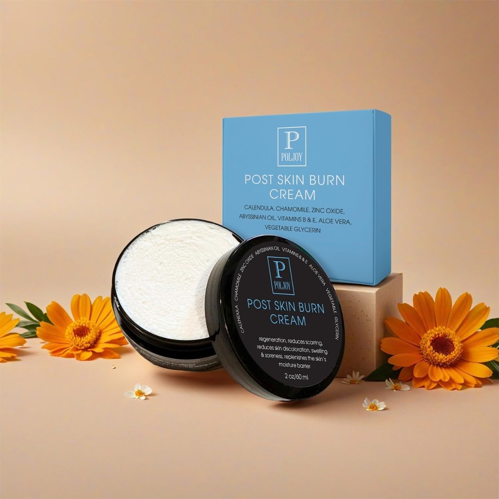 Post Skin Burn Cream, Sunburn Cream za prvo pomoč zdravljenje, Hidrati in popravila kože z Aloe Vera, karitejevo maslo, cinkov oksid, kalendula, kokosovo olje in vitamini B&E, kuhinja in potovalna uporaba