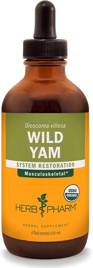 Herb Pharm Certified Organic Wild Yam Liquid Extract za mišično-skeletni sistem podpora - 4 Ounce