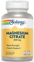 Solaray Magnezijev citrat - čiste kapsule magnezijevega citrata, dodatek za mirno, zdravje kosti, celično energijo, podporo srcu in mišicam, 400mg na serviranje - 90 veganskih kapsul (paket po 2)