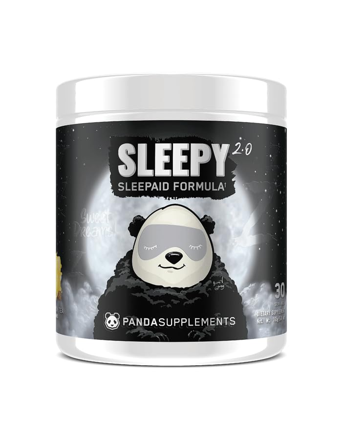 Podzemni Bio LabsTM Panda SUPPS – Sleepy 2.0 Naravna formula za pomoč v spanju: 5mg melatonin, 300mg GABA, izvleček kamilice, (Honey Lemon Tea) 30