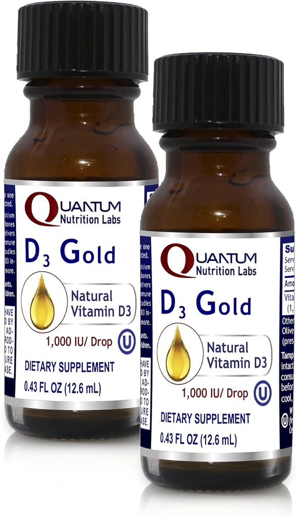 QNL D3 zlato - vitamin D tekoče kapljice - Bone Strength Supplement - Ponudba Kardiovaskularna in Imunska podpora - Premium Health & Wellness Product - 0,43 fl oz (2 paket)