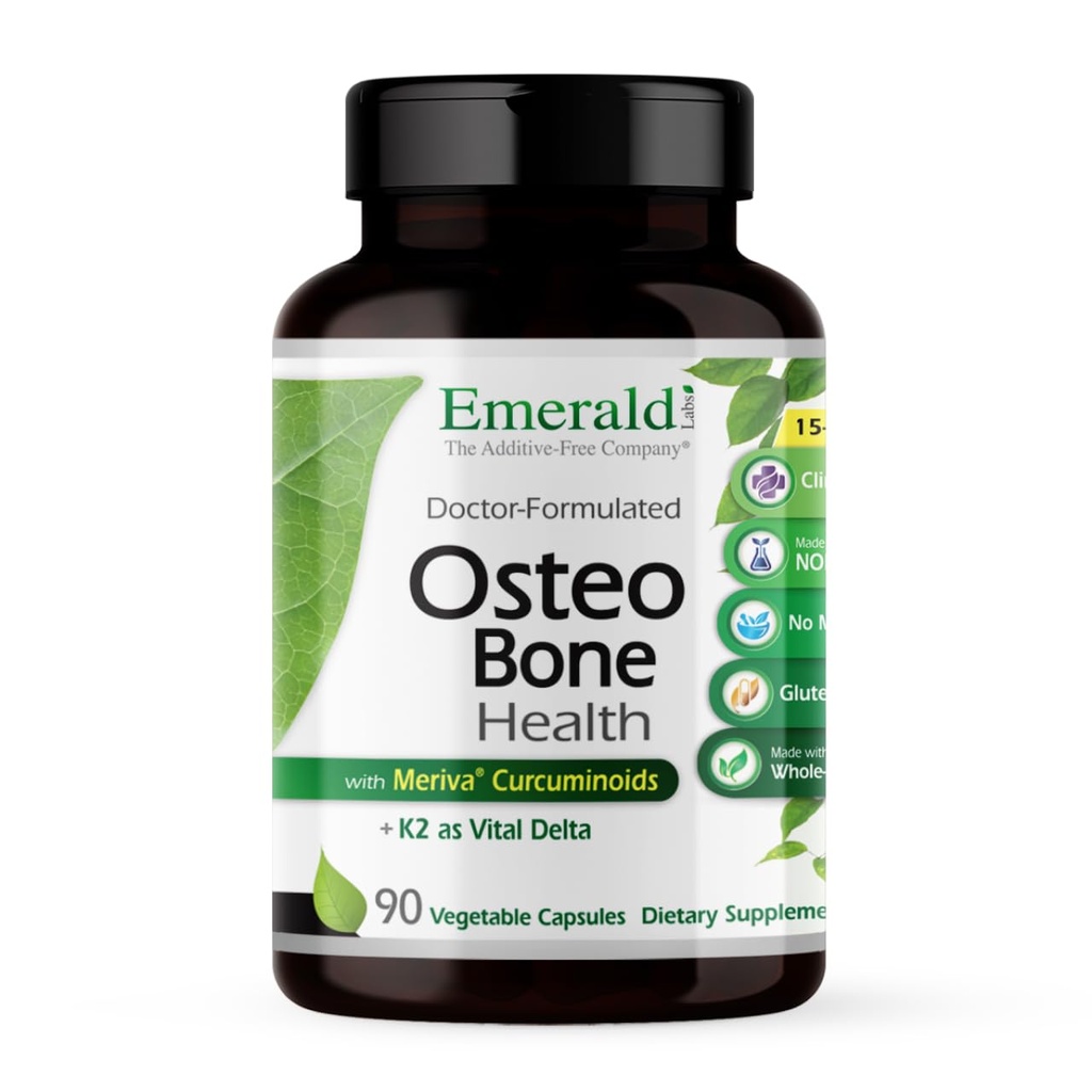 EMERALD LABS Osteo Zdravje kosti - Imunska podpora in kosti & Skupni dodatek z vitaminom D3, K2, Kalcij, Magnezij, OptiMSM, Meriva Phytosome & More - 90 Zelenjavne kapsule