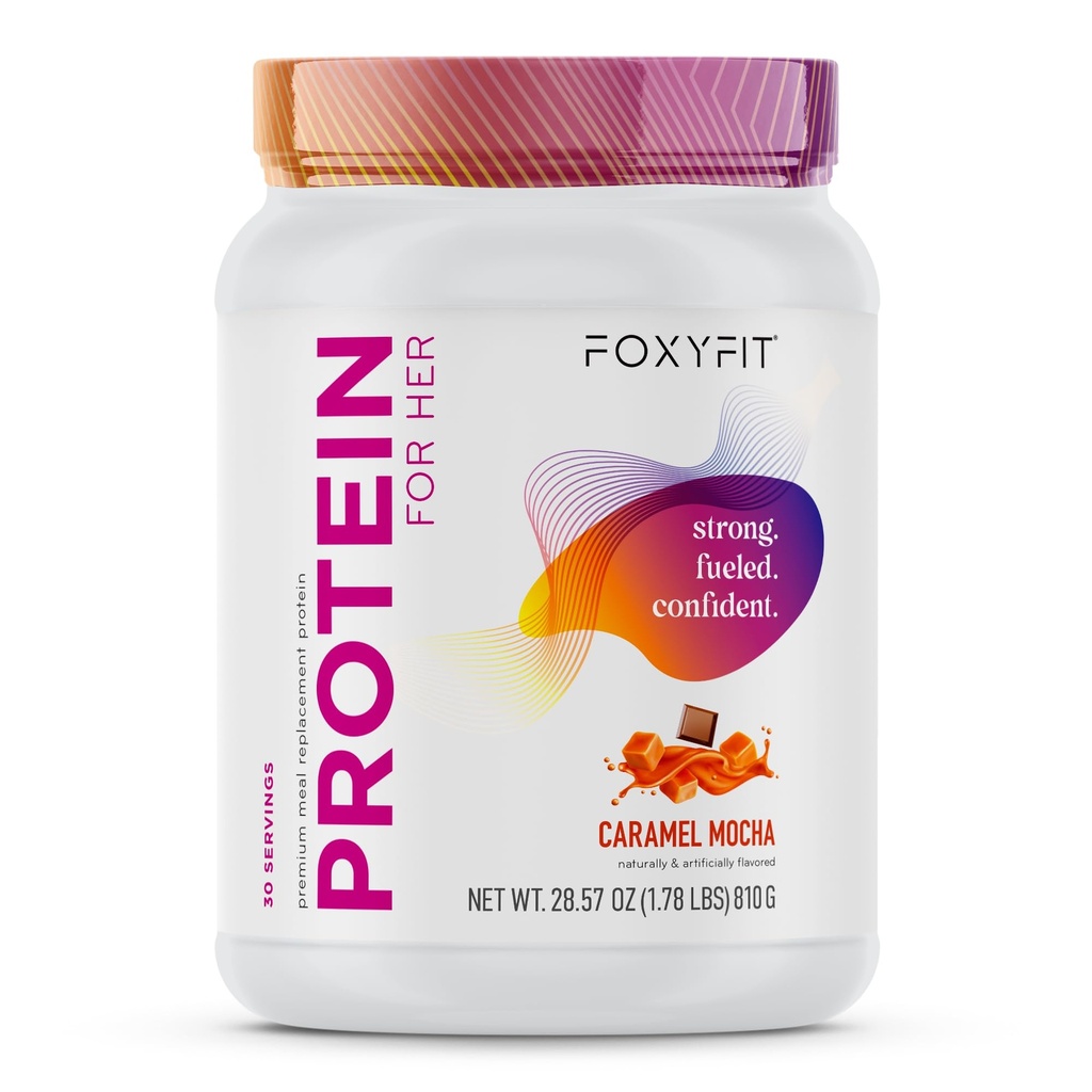 FoxyFit protein za njo, karamelni Mocha Whey Protein Powder s CLA in Biotin za zdravo Glow (1,85 lbs)