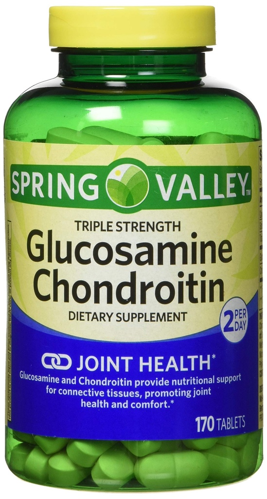 Spring Valley - Glukozamin hondroitin, trojna jakost, 340 tablet, dvojček