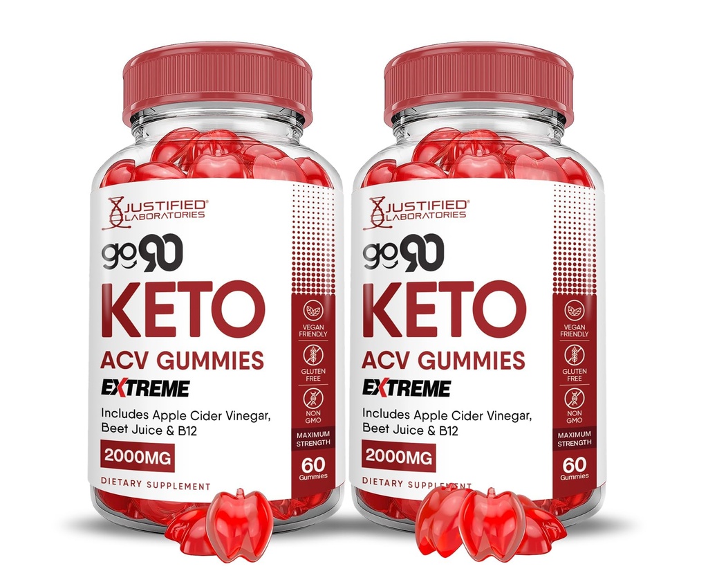 Upravičeni laboratoriji (2 Pack Go 90 Keto ACV Gummies Extreme 2000MG Go90 Keto Gummies Apple Cider Vinegar Oblikovan z Granatni beet Juice v prahu B12 Vegan Non GSO 120 Gummies