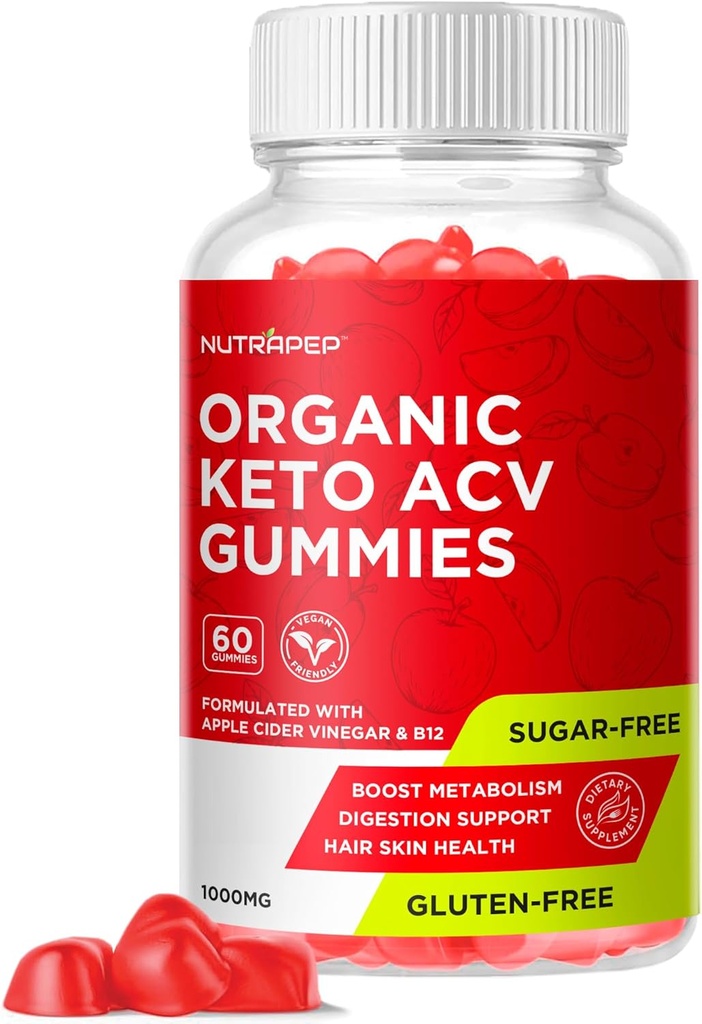 Organic Keto ACV Gumies - Gluten-free & Sugar-free Apple Cider kis za ženske (1000MG)