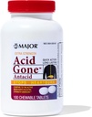 MAJOR Acid Gone Extra Jakost Antacid Žvečljive tablete - Anti-Acid Reflux Medicina za odrasle - Razburjena želodčna sluznica, prebavne motnje in zgaga Relief - Dolgotrajna - 100 Število
