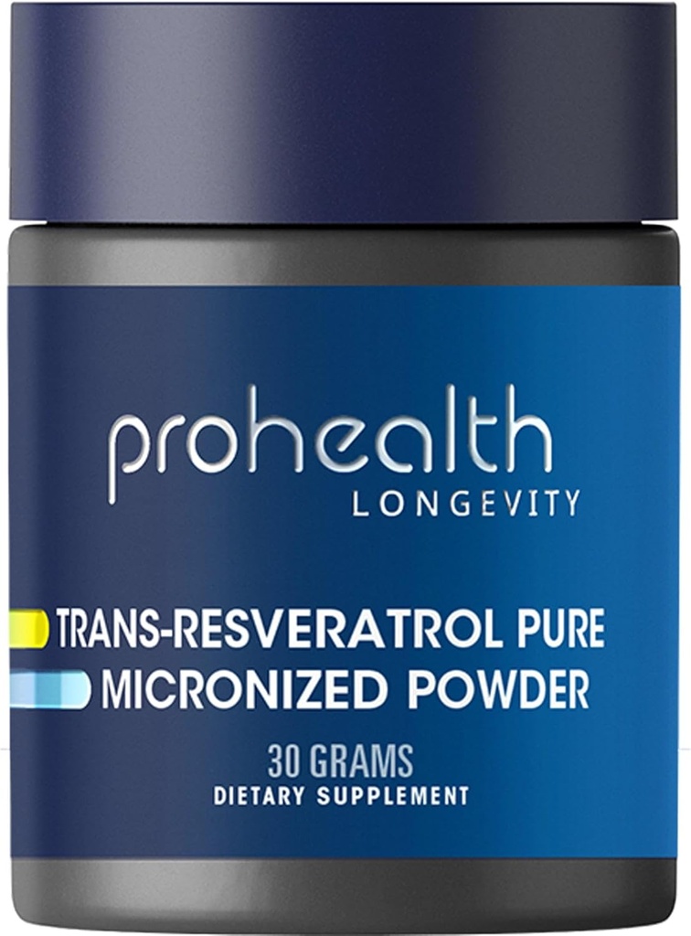 ProHealth Longevity Micronized Trans Resveratrol Prašek 30 po Gramu - 98% Čista farmacevtska stopnja, 1000 mg na Scoop, Vrhunska absorpcija in biološka uporabnost