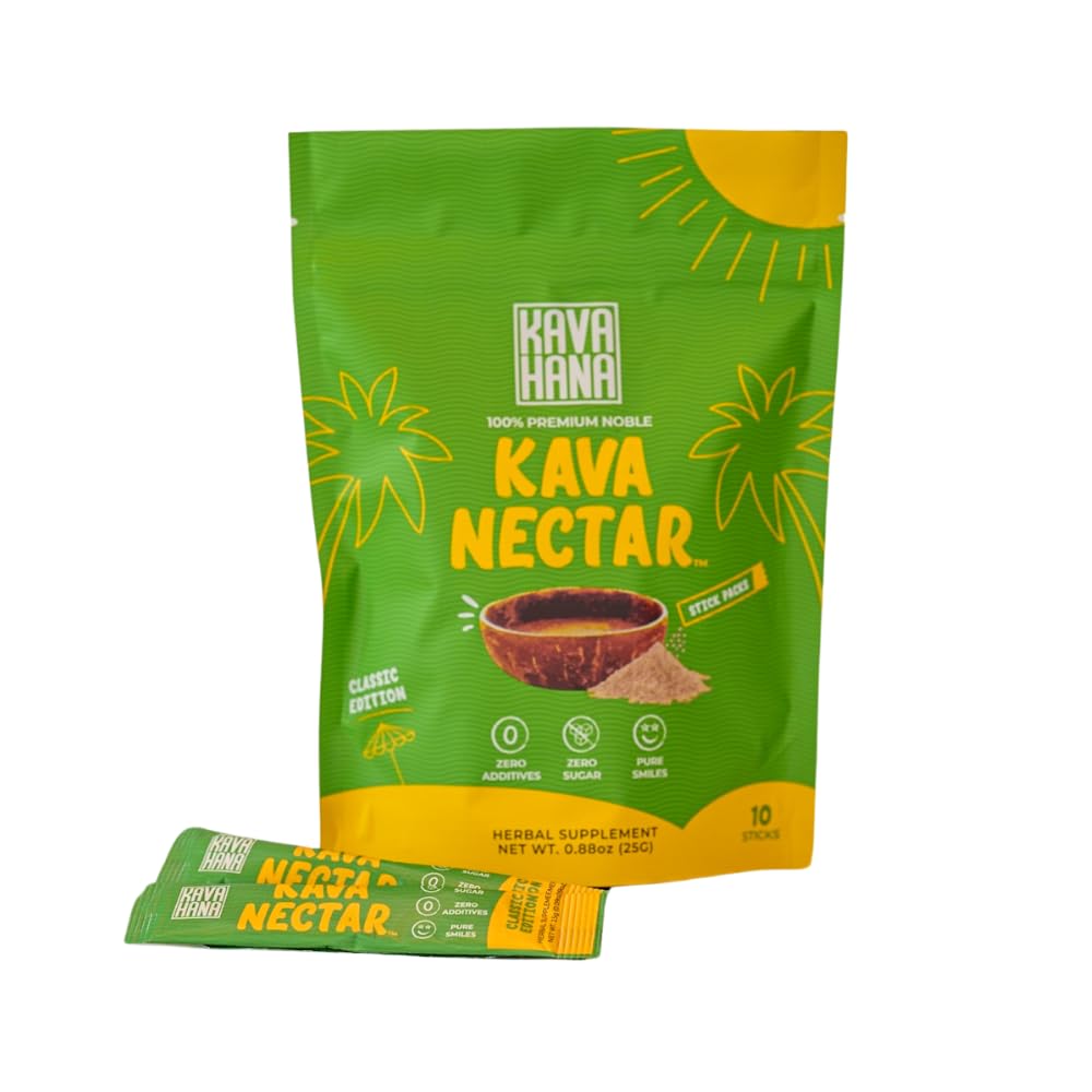 Kavahana Kava Nectar Classic Ceremonial Grade Noble Kava Nectar Powder Packs – Spodbuja socialno dvigovanje, sprostitev in stres podporo, Instant Kava Sušen Kava Juice