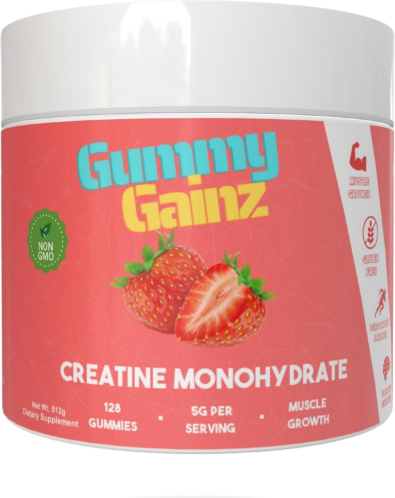 Kreatin Monohidrat Gumies moč mišic Graditelj hitreje recovery 5000mg za moške in ženske povečanje energije pred treningom žvečilni dodatki 128ct (Regular, Jagoda)