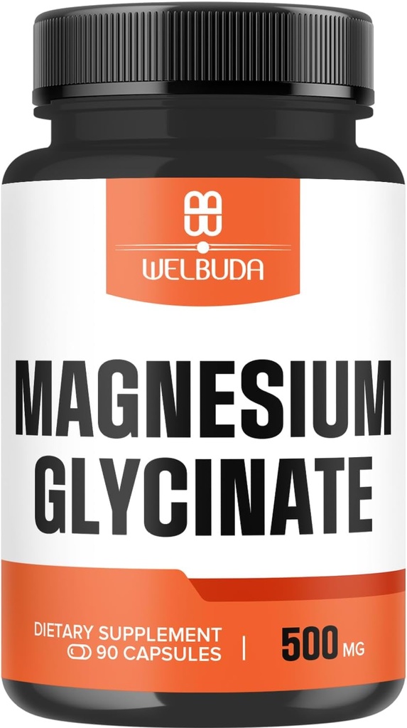 Magnezij Glycinate dodatek z 20% Prečiščeno - 500mg za zdravje možganov, zdravje kosti, proizvodnja energije, Udobno Mood & mišice - 90 Kapsule - Zagotavlja 100mg elementarni magnezij