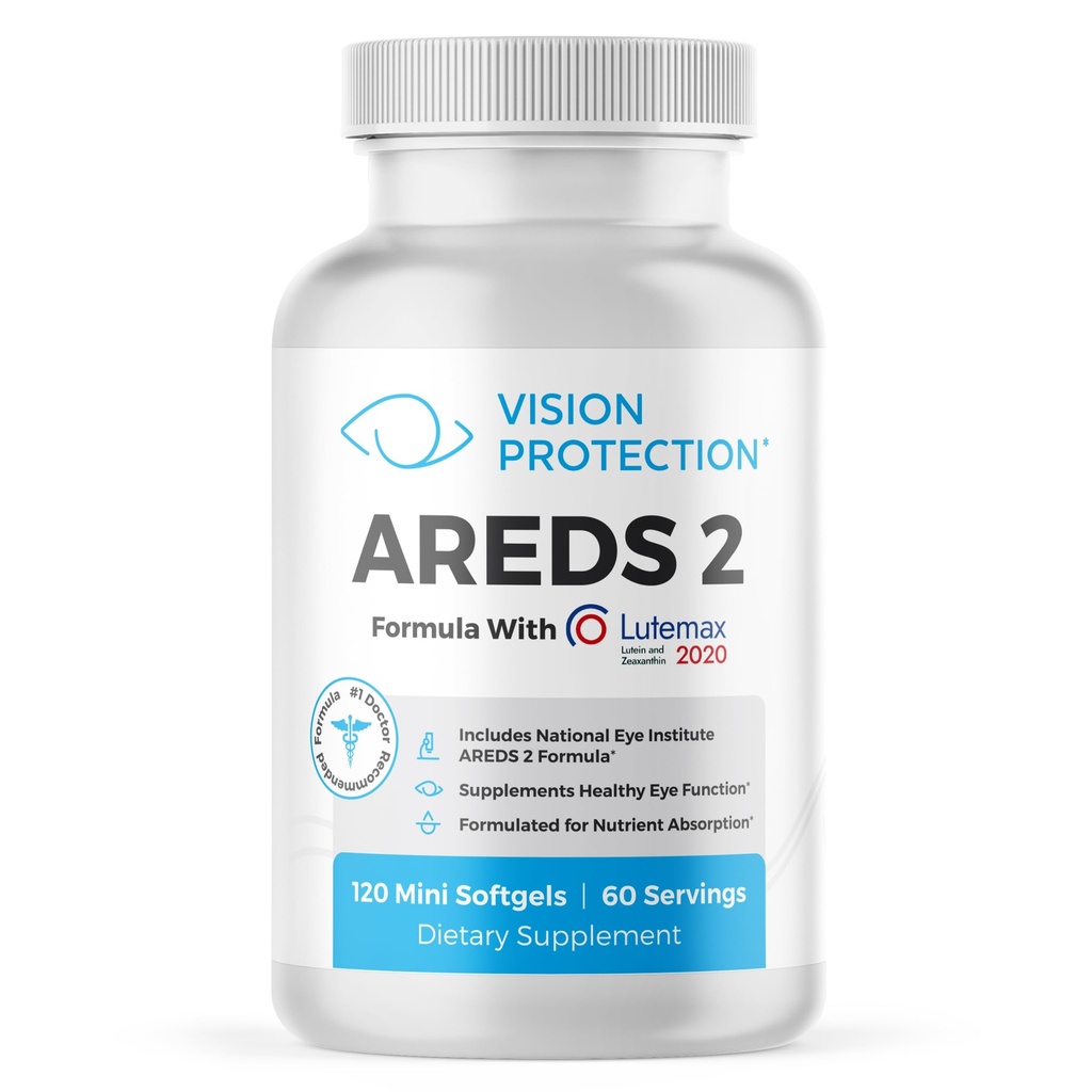AREDS 2 Eye Vitamin & Mineral Supplement for Ocular Health, Lutemax 2020 z Natural Eye Institute AREDS 2 Študija Sestavine Lutein, Vitamin C, & Zeaksantin, 120 Mini Softgels
