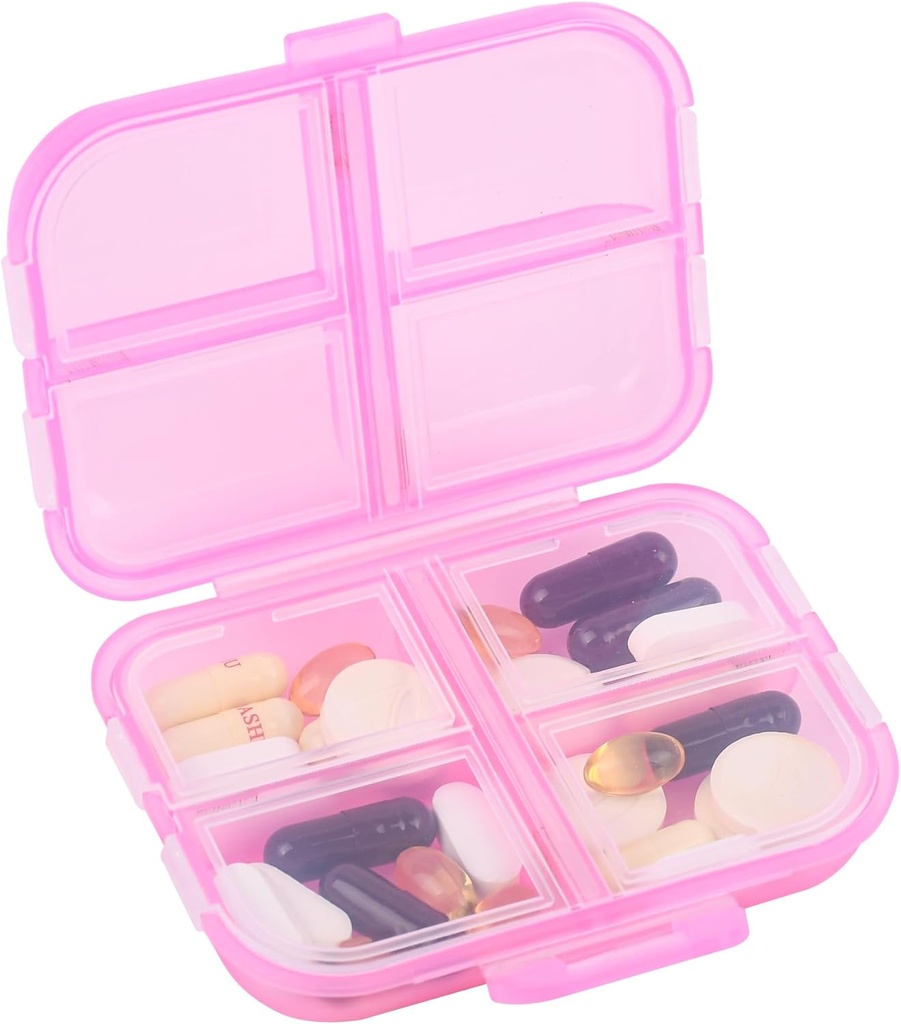 Potovalne tablete Organizator majhne 8 Mreže Kompartmenti Tablete Holder Box - Prenosna Medicine Container Case - Vsakodnevno zdravilo Organizator