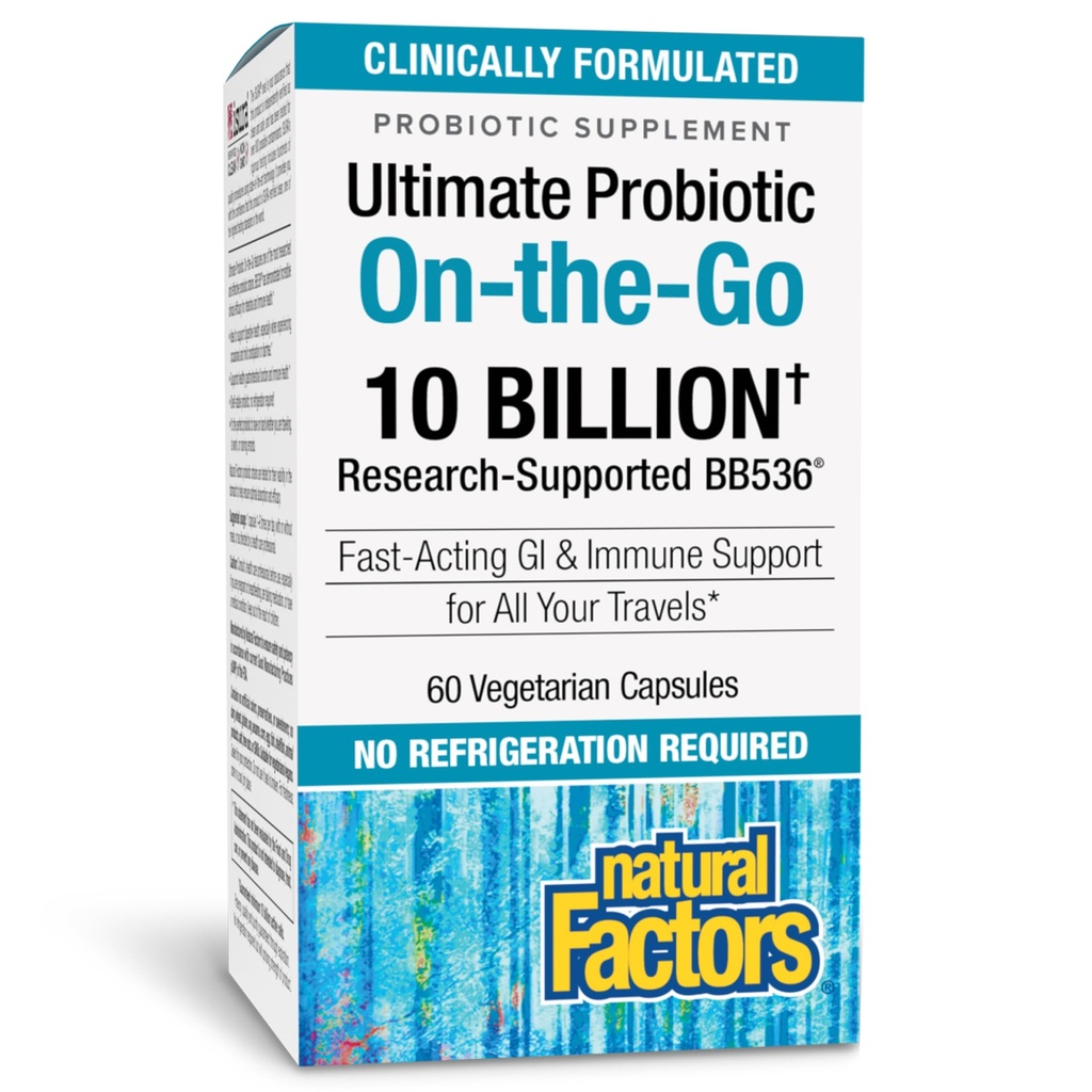 Naravni dejavniki, travelBiotic, podpira zdravje kolonij in imunskega sistema, povoj Stable Probiotic dodatek, 10 milijard CFU, Vegan, 60 kapsul (60 odmerkov)
