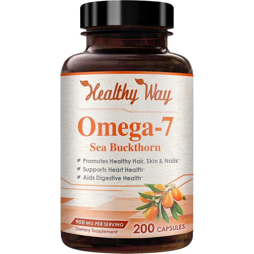 Čista Omega 7 Maščobne kisline 200 Kapsula 900mg Naravno Sea Buckthorn Oil, NON-GMO ZDA