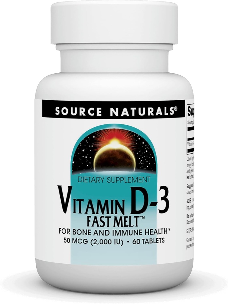 Vir Naturals Vitamin D-3 2000 iu Podpira zdravje kosti in imunskega sistema - Črna Cherry Peach Flavor - 60 Fast Melt tablete