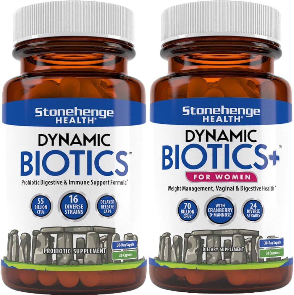 Stonehenge Health Dynamic Biotics + Dinamic Biotics+ za ženske probiotiki paket dopolnila za podporo prebavne in žensko zdravje