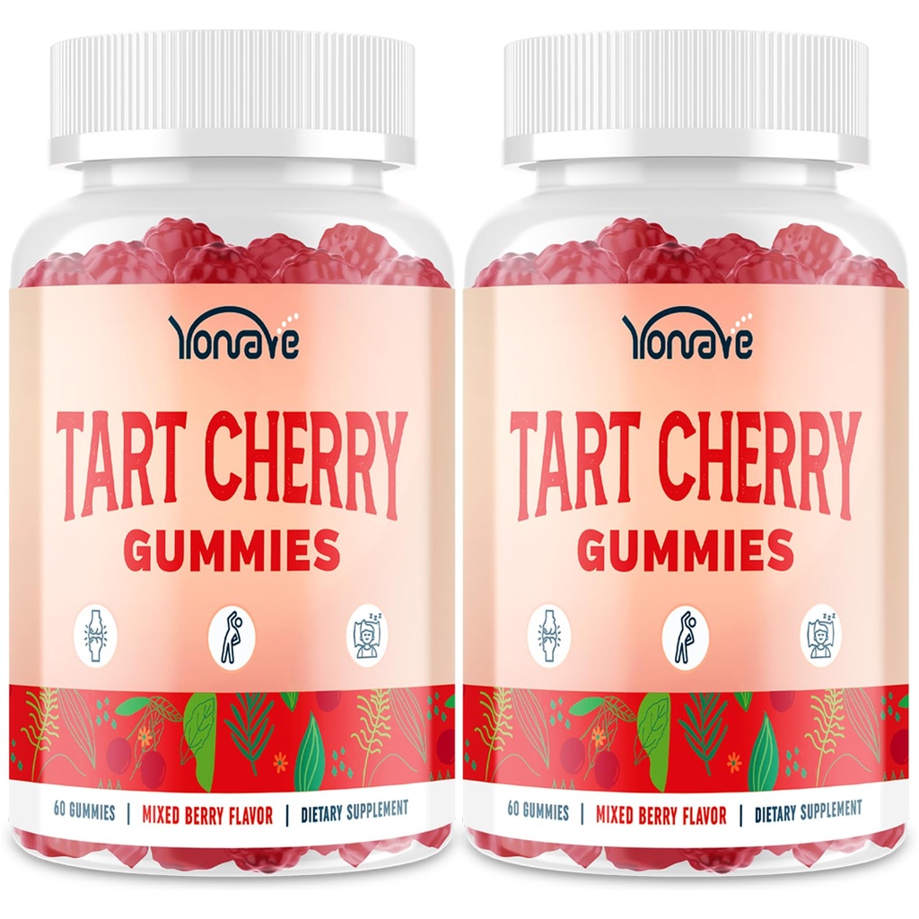3300mg Tart Cherry Gumies za čiščenje sečne kisline, spanje, protin, Joint & Ledvična podpora – Tart Cherry Extract s semenom zelene, Melatonin, Vitamin C – Detox & Antioksidant – Mešana jagodičja aroma, 120 Count