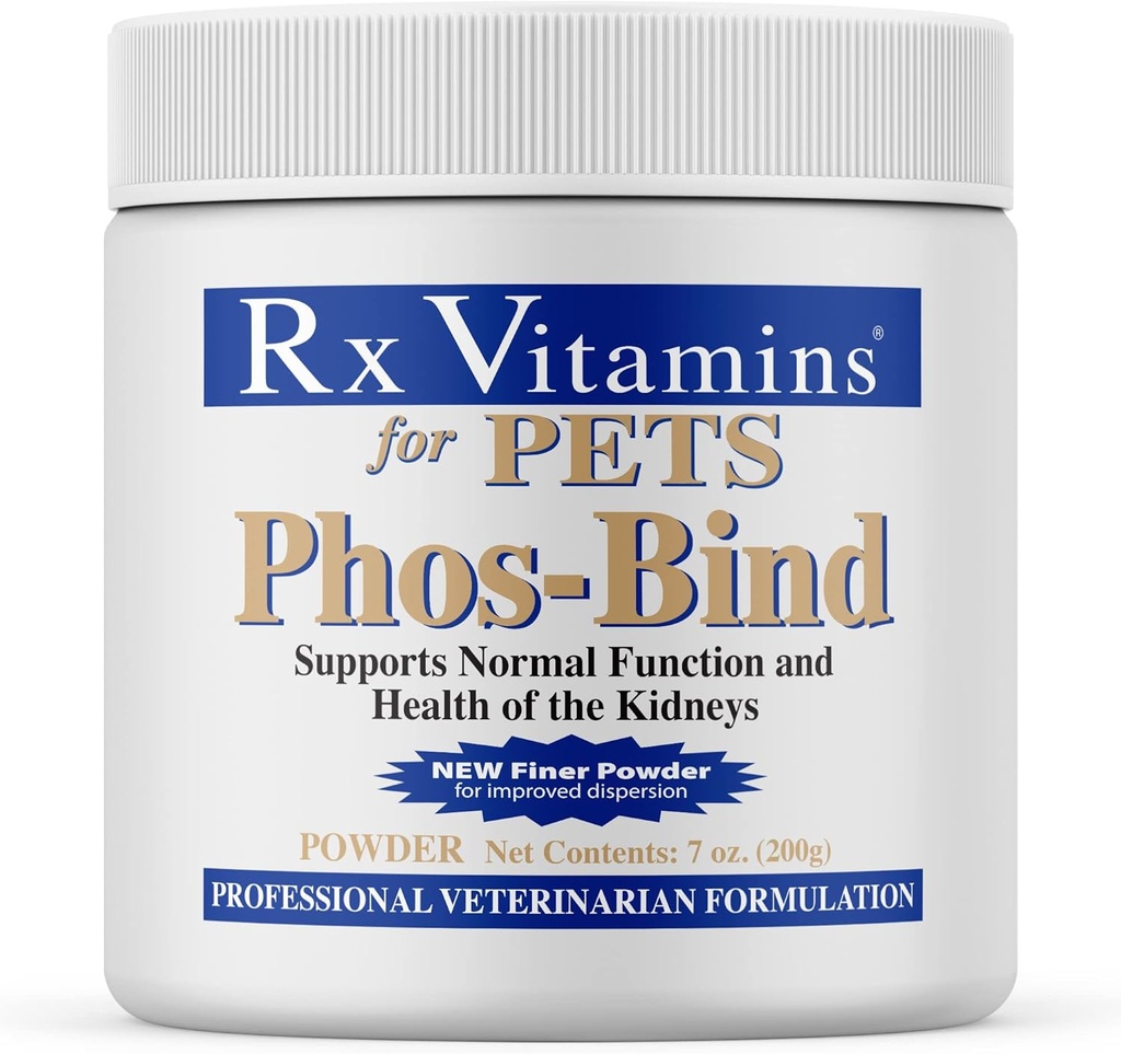 Rx Vitamini Phos-Bind - Podpora za ledvice dodatek v prahu - Fosfat Binder za mačke in pse za zdravje ledvic - Podpira normalno čiščenje ledvic in Essential Ledvic Care - 200g
