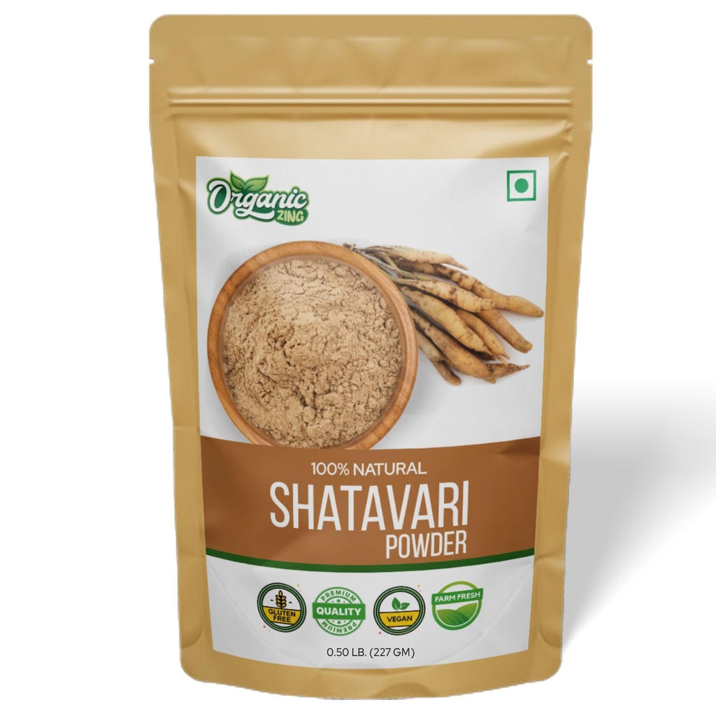 ORGANIC ZING Shatavari Powder Extract iz Asparagus racemosus Ugodna za zdravje žensk- 8 oz (227 gm) Pakiranje po 1