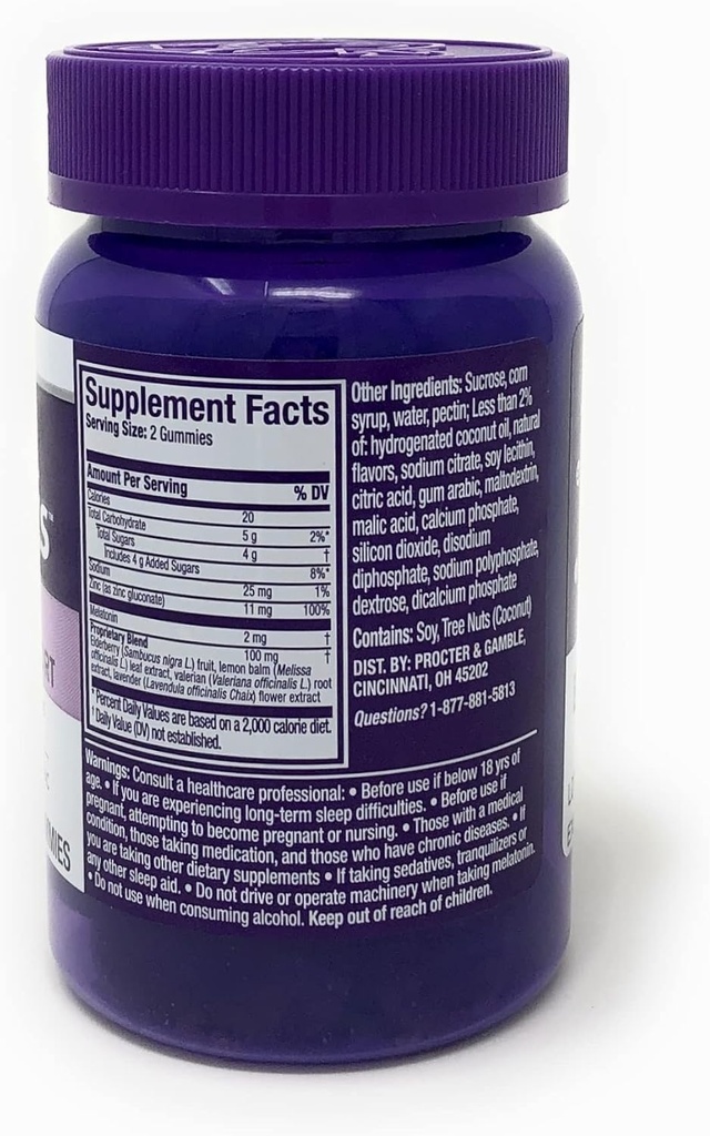 Vicks ZzzQuil Pure Zzzs Sleep + Imunska podpora Gumies with Melatonin, Elderberry & Cink, 42 ct, 0,42 funtov