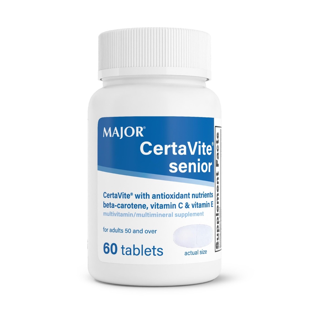 MAJOR CertaVite Senior Multivitamin z antioksidanti – Multivitamin za ženske in moške z beta karotenom, železom, vitaminom C & E – podpira imuniteto, energijo in vid – 60 tablet