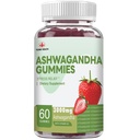 YiLing Ashwagandha Gummies za ženske in moške, 3000 Mg visokopoteznega izvlečka Ashwagandha poveča energijo, izboljša spanje, sprosti stres in pomiri Mood, 60 Grof Jagodni okus Ashwagandha
