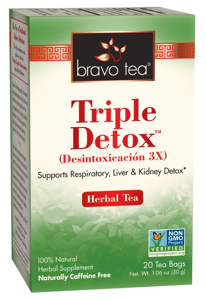 Bravo čaj Triple Detox Zeliščni čaj kofein brezplačno, 20 čajne vrečke