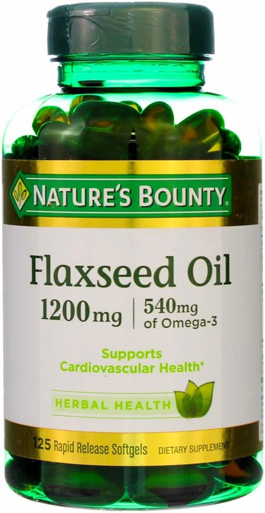 Bounty laneno olje narave 1200 mg, hitro sproščanje softgels, naravni, bela, 125 Število, pakiranje 2