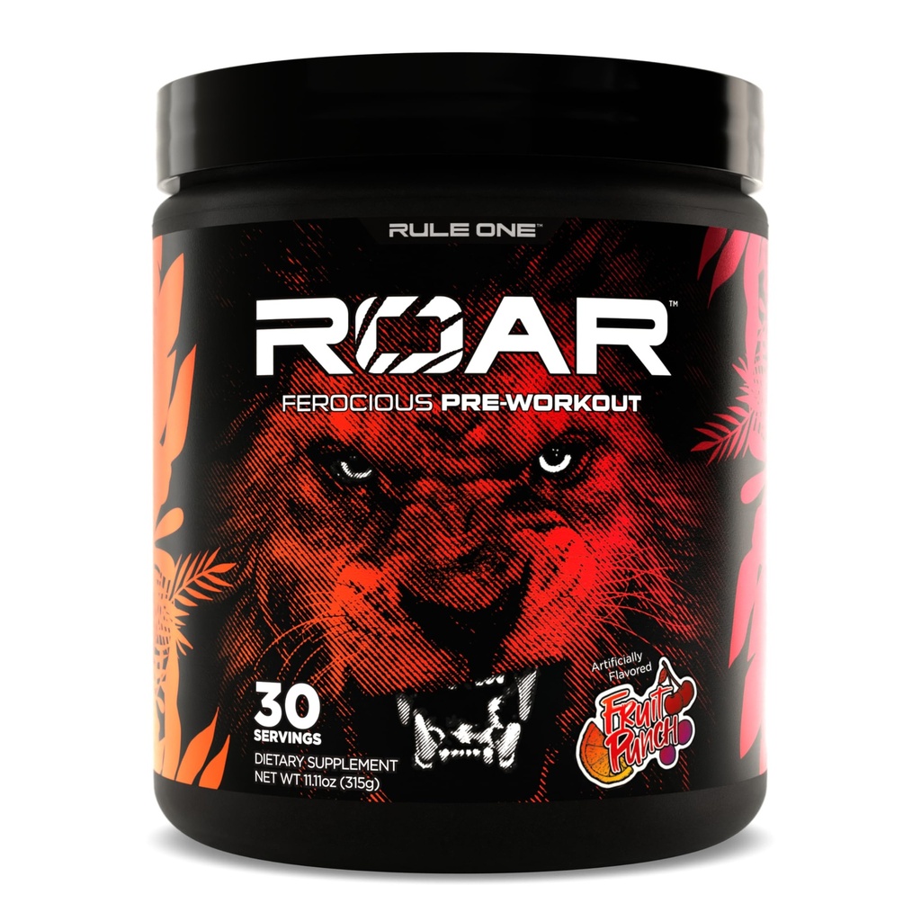 Pravilo 1 R1 Roar - predworkout prašek s kreatinom, beta-alanin, citrulin, elektroliti in kofeinom (30 obrokov, sadni punch)