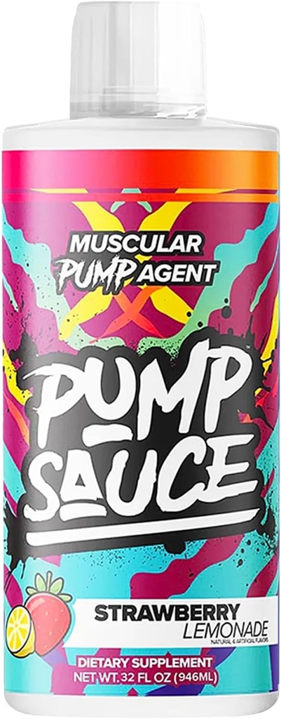 Pump Sauce Pre-World - 32 oz, Jagodna limonada, brez kofeina, tekoči polni spekter, brez glutena, vegan, nič sladkorja
