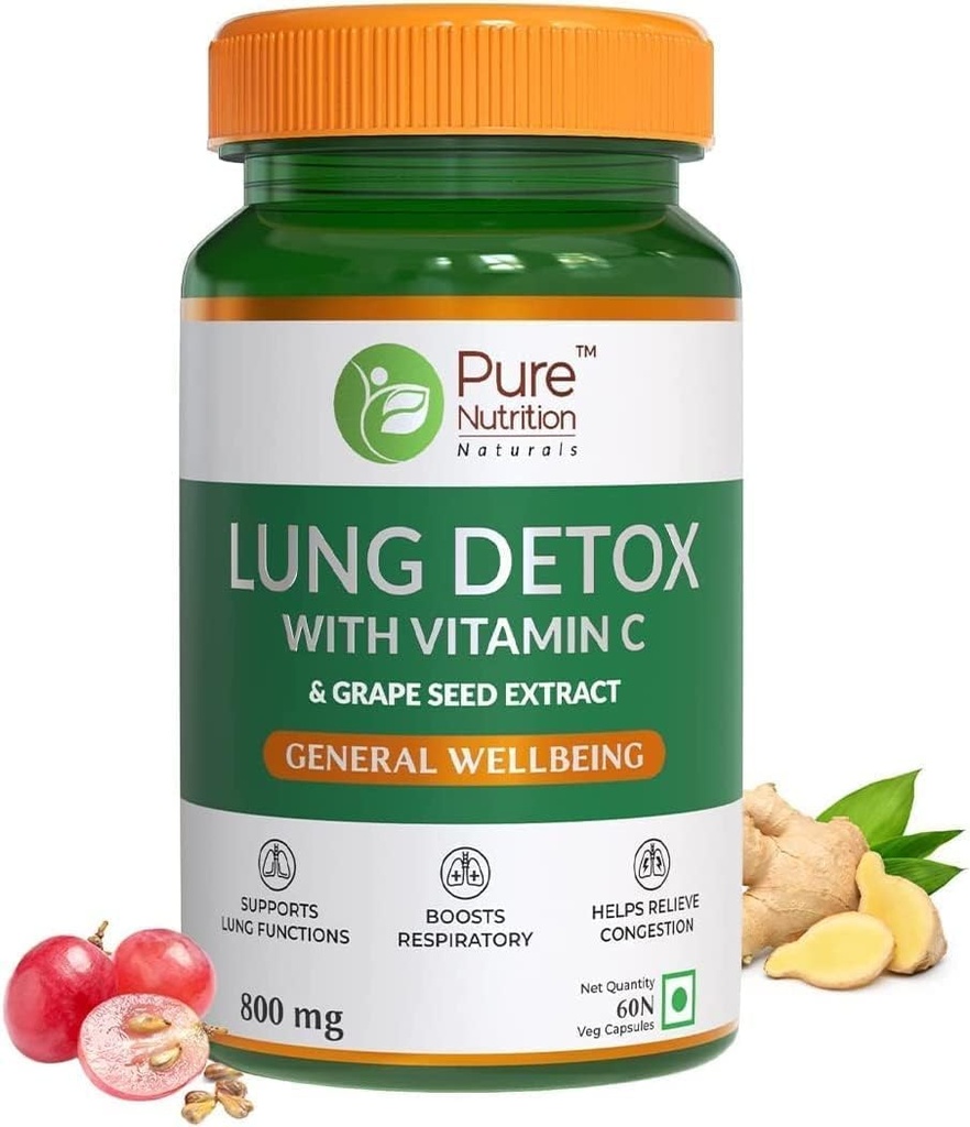 SENTA Pure Nutrition Lung Detox dodatek z naravno zeliščno mešanico vitamina C, grozdnega semena & vazaka listov ekstrakt 