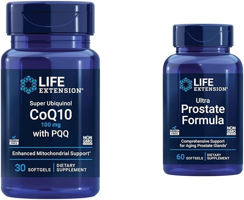 Life Extension Super Ubiquinol CoQ10 s PQQ, CoQ10, PQQ in Ultra prostate Formula, Saw Palmetto for Men, pigeum