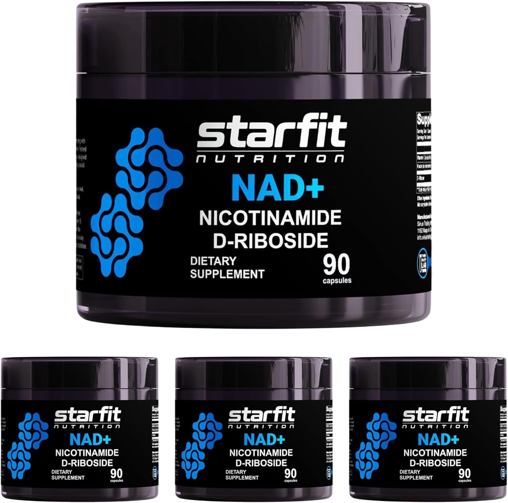 STARFIT – nikotinamid D-Ribozid, nikotinamid ribozid za podporo NAD+ Ravni, fokus in energijska dopolnila, presnovna podpora Nikotinamid Riboside NAD dodatek, 360 kapsul