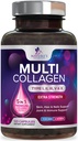 Multi colagen dodatek 2400 mg - vrste I, II, III, V & X Multi colagen peptidi tablete za ženske in moške, hidrolizirane kolagen dopolnila, las, kože, nohtov, in skupni dodatek - 120 kapsul