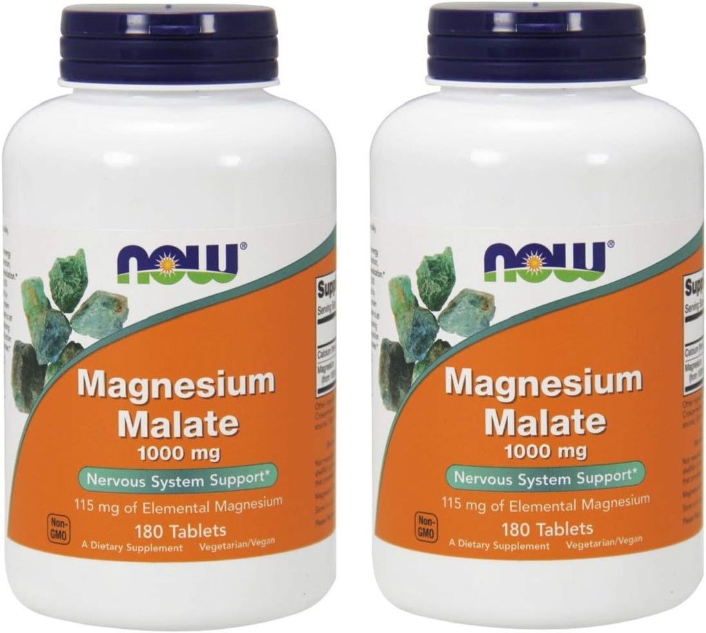 NOW Magnezijev malat 1000mg, 180 tablet (paket z 2)