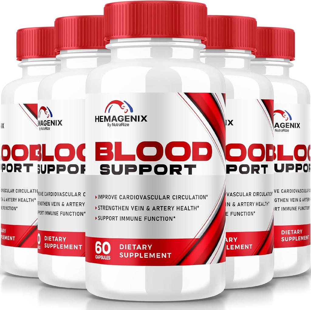 (5 pakiranj) Hemagenix kapsule, Hemagenix Advanced Blood Support Formula, vse naravne dodatke za ohranjanje zdravih ravni, dodatne tablete moči za splošno Wellness, Uradni pregledi (300 kapsul)