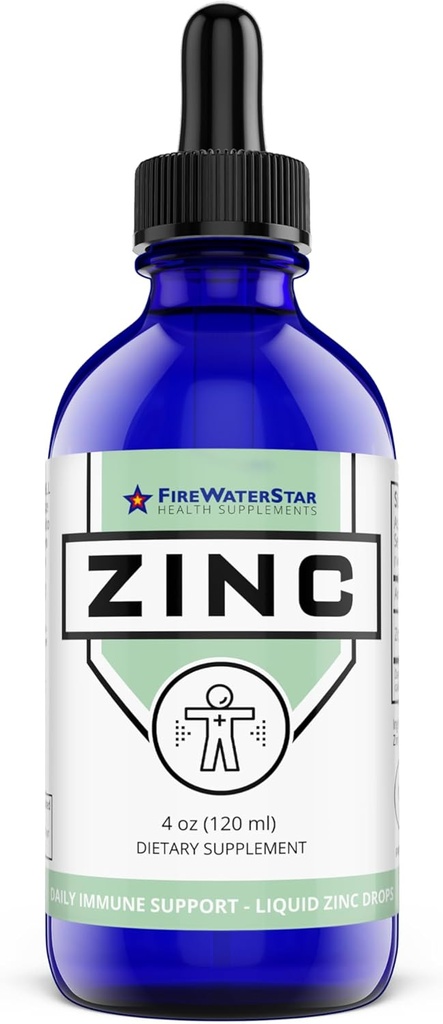 FWS Tekoči cink Dopolnilo za moške Ženske Otroci, Organic Non-GMO Vegan, Ionic Cinkov sulfat kapljice, Imunski sistem Poživi zdravo podporo kože splošno Wellness, 60 Day Supply, 4 oz