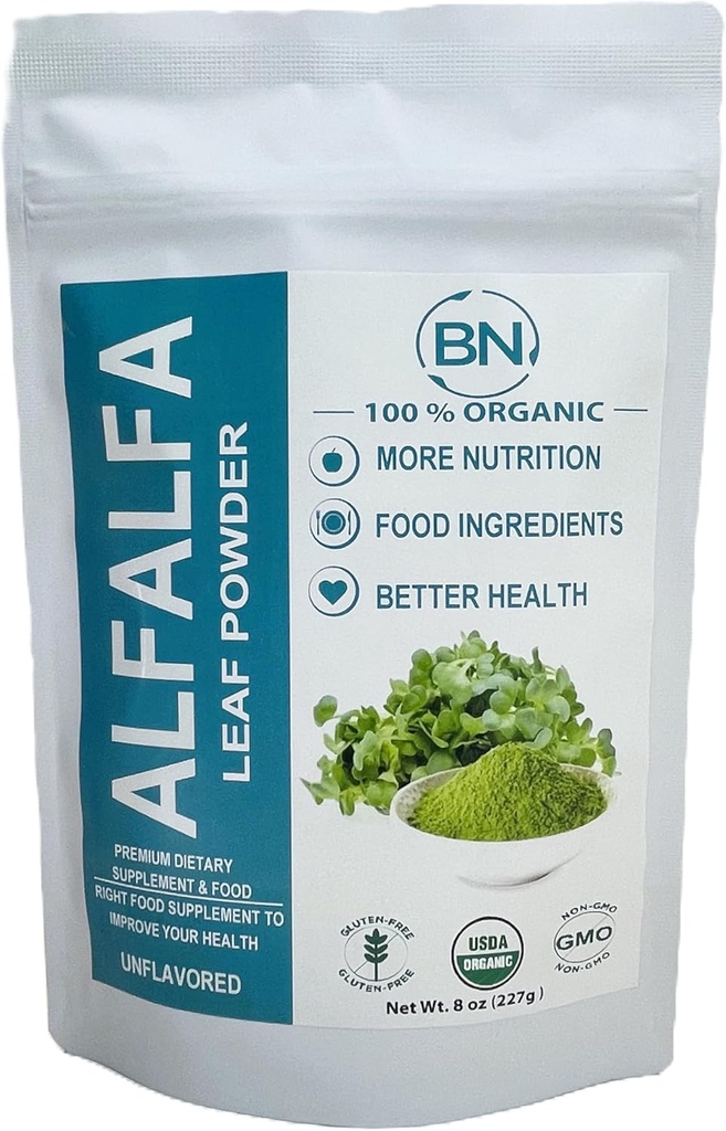 Alfalfa Leaf Powder - Zelena Superfood dodatek za pijače, čaj, Shakes, Vegan, Gluten Free, Non GSO, Kosher