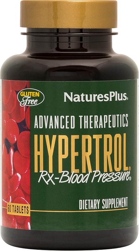 Natures Plus Napredne Terapevtske terapije Hipertrol Rx Krvni tlak - 60 vegetarijanske tablete - Magnezij & Krom dopolnilo z botaničnim zeliščem - Gluten-free - 30 Serving