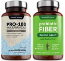 Vitamin Bounty Pro-100 Probiotiki & Prebiotični fiber paket: Ultimate Gut Health Support with 13 sevi, 100 milijard CFU, cink in vitamin C, zapoznele kapsule - 90 kapsul
