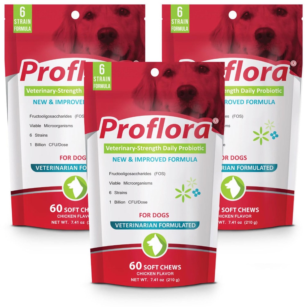 Proflora Probiotic Soft Chews for Psi - Veterinarsko-močni dnevni probiotik - Prebava zdravje - Poživi imunski sistem - Koža in plašč zdravje - 180 Soft Chews